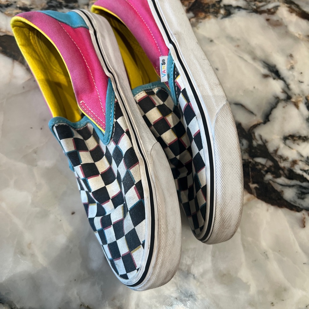 Vans Hot Pink Checkered Slip-On Sneakers - Picture 4 of 6